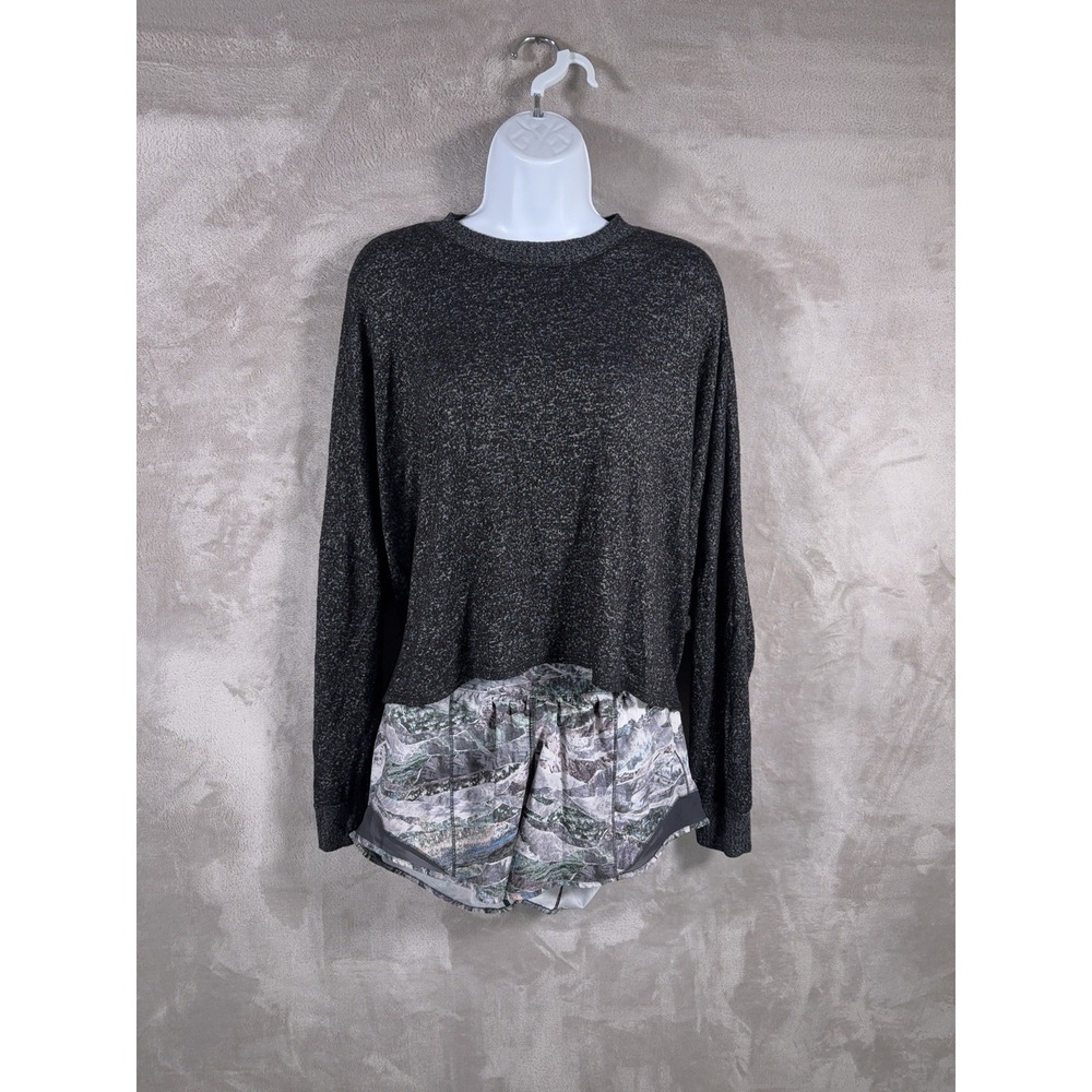 JOAH BROWN Slouchy Crop Top Womens Size One Size Charcol Long Sleeve Knit